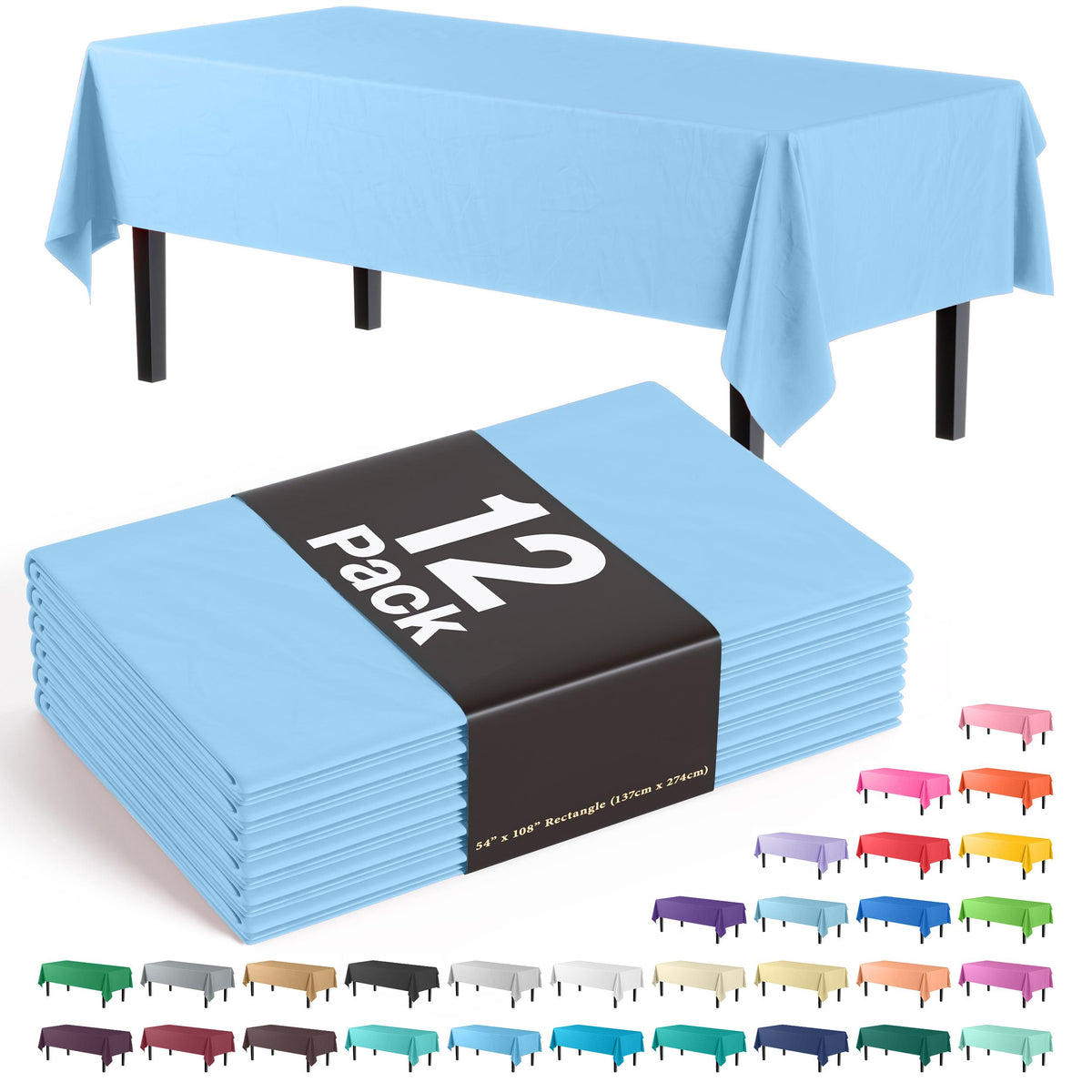 Light Blue Table Covers | 12 Pack