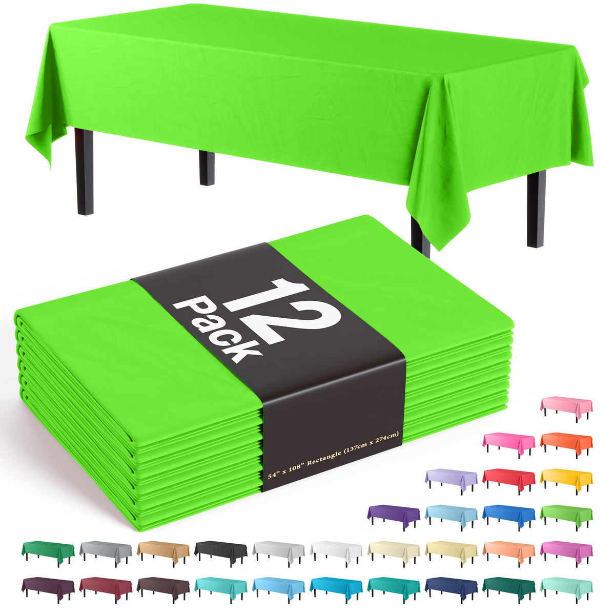 Lime Green Table Covers | 12 Pack