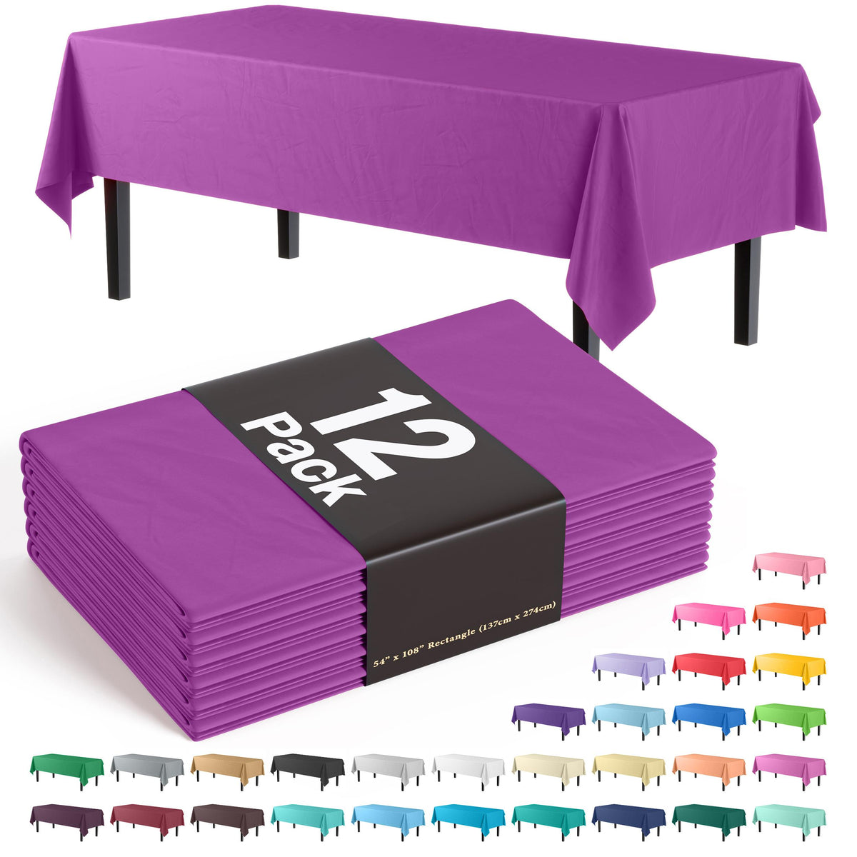 Magenta Table Covers | 12 Pack