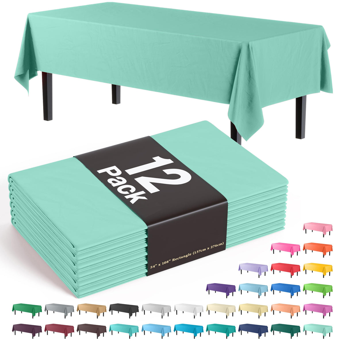 Premium Mint Table Covers | 12 Pack