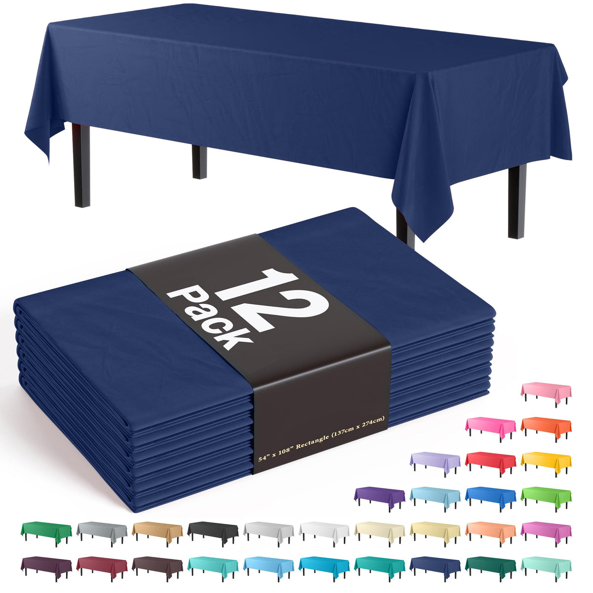 Navy Blue Table Covers | 12 Pack