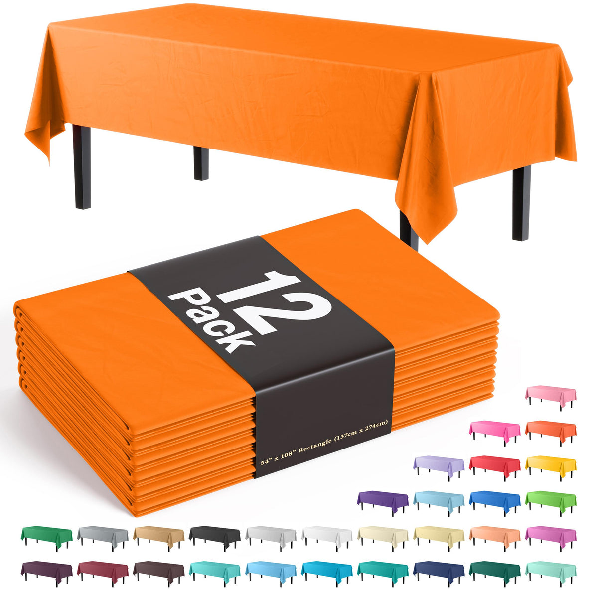 Orange Table Covers | 12 Pack