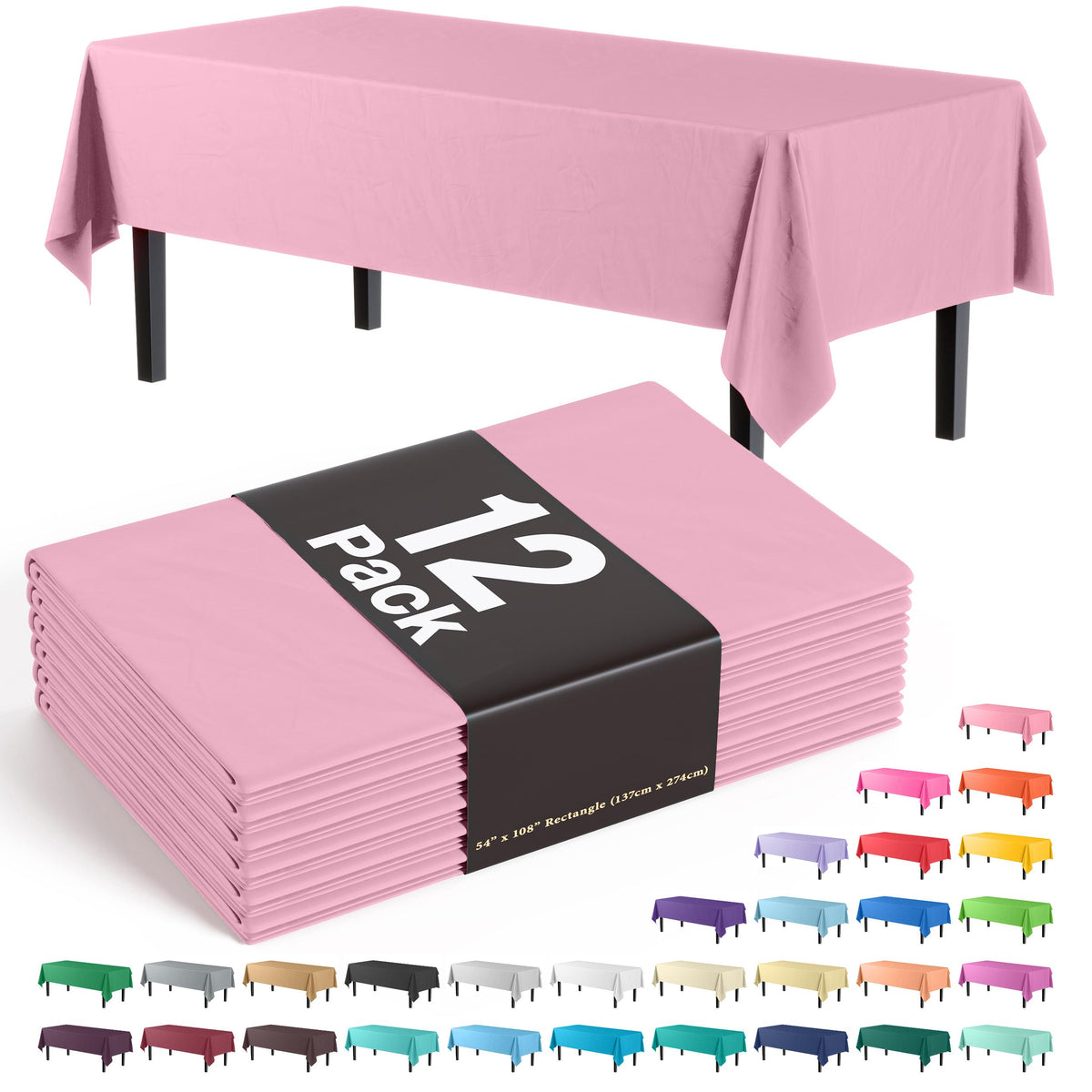 Premium Pink Table Covers | 12 Pack