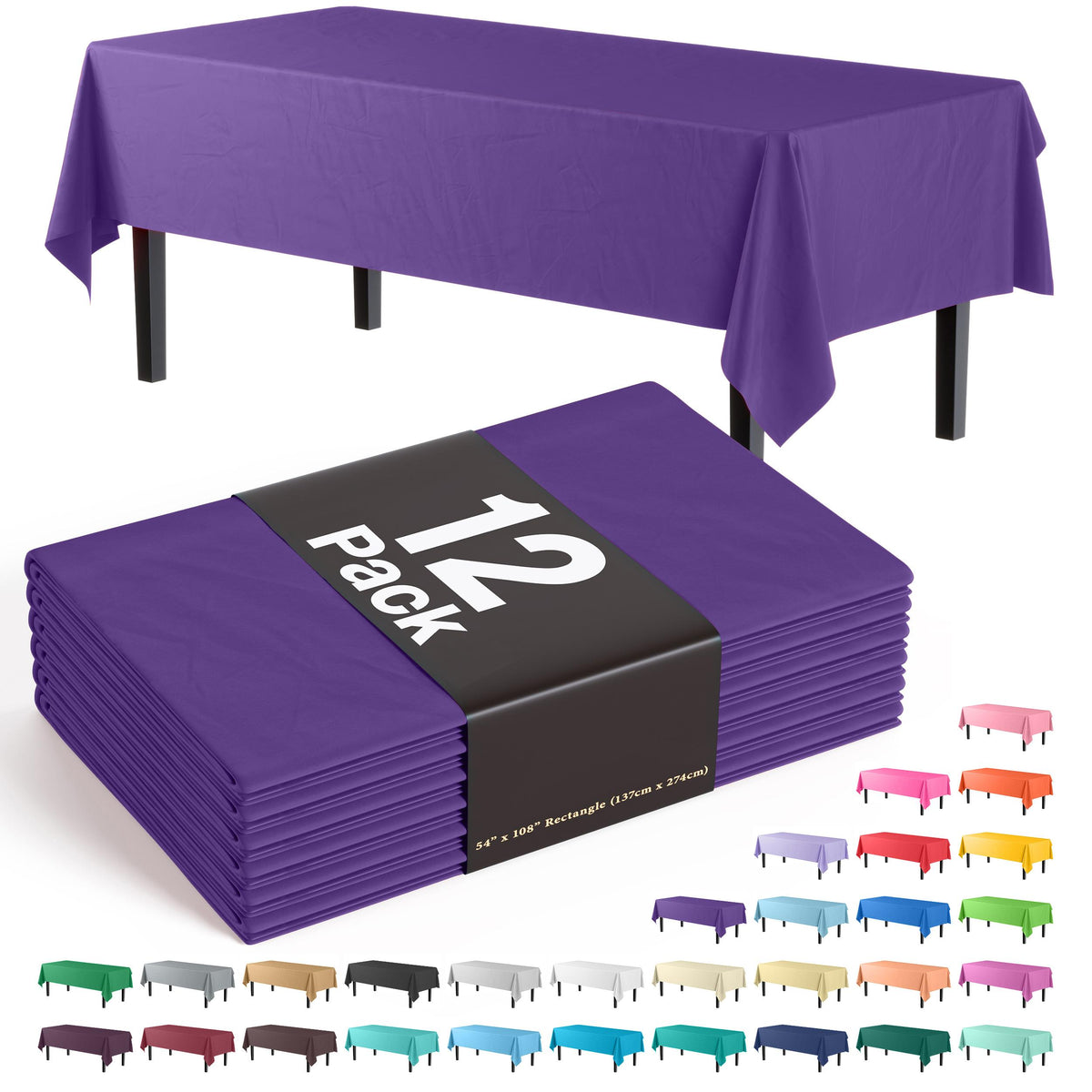 Premium Purple Table Covers | 12 Pack