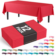 Red Plastic Table Covers | 12 Pack