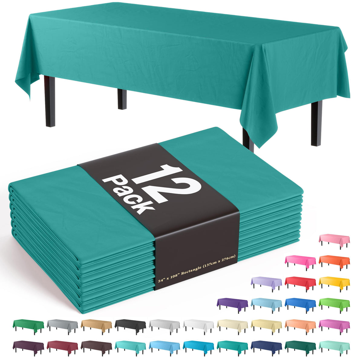 Premium Teal Table Covers | 12 Pack