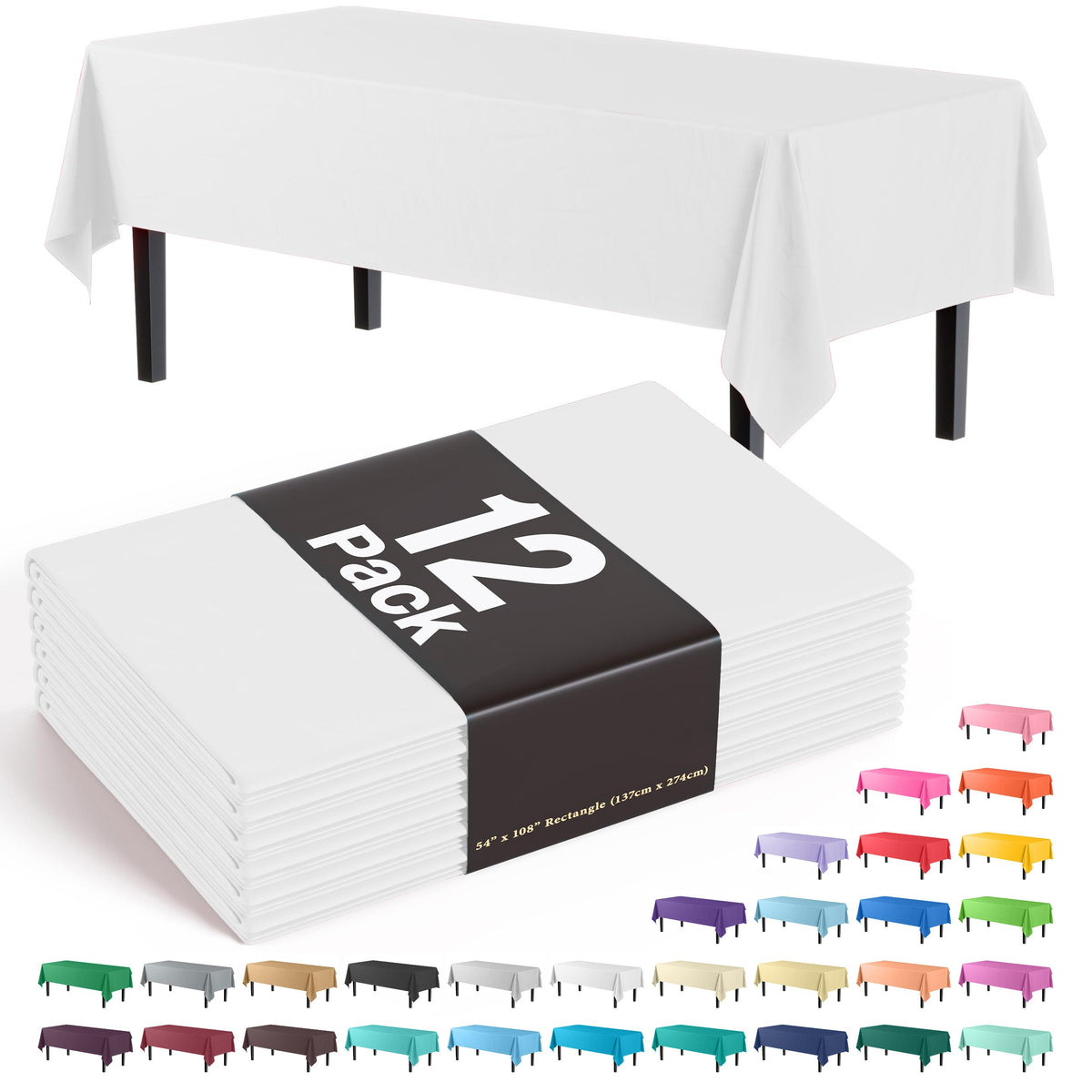 Premium White Table Covers | 12 Pack