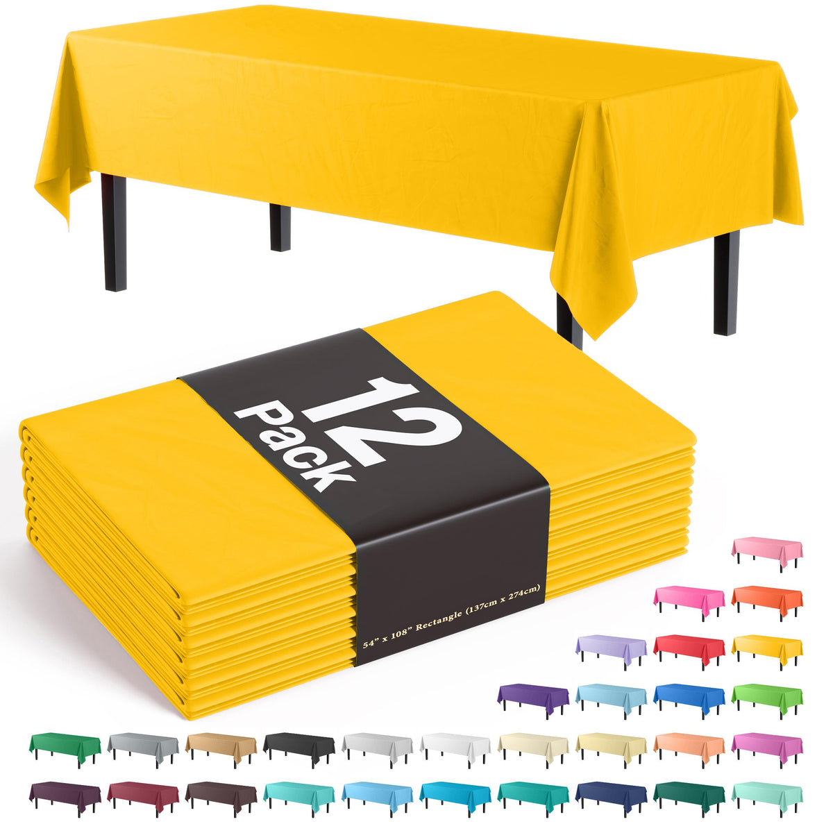 Premium Yellow Table Covers | 12 Pack