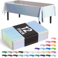 Iridescent Plastic Table Covers | 12 Count