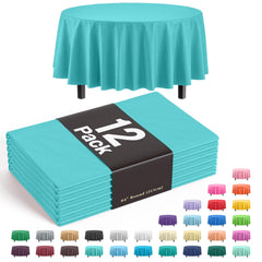 Premium Round Aqua Blue Table Covers | 12 Pack