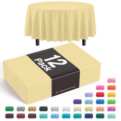 Premium Round Light Yellow Table Covers | 12 Pack