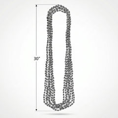 Silver Metallic Bead Necklace Set - 8 Pack