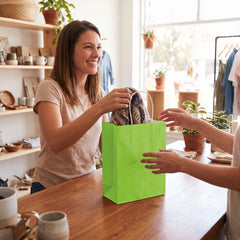 Kiwi Green Kraft Paper Gift Bags - 10 Count