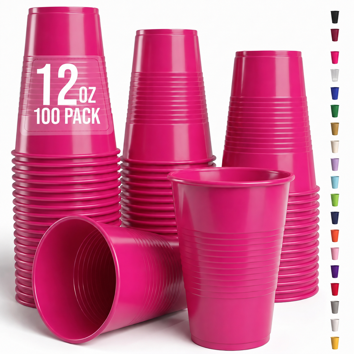 12 Oz. Cerise Plastic Cups | 100 Count