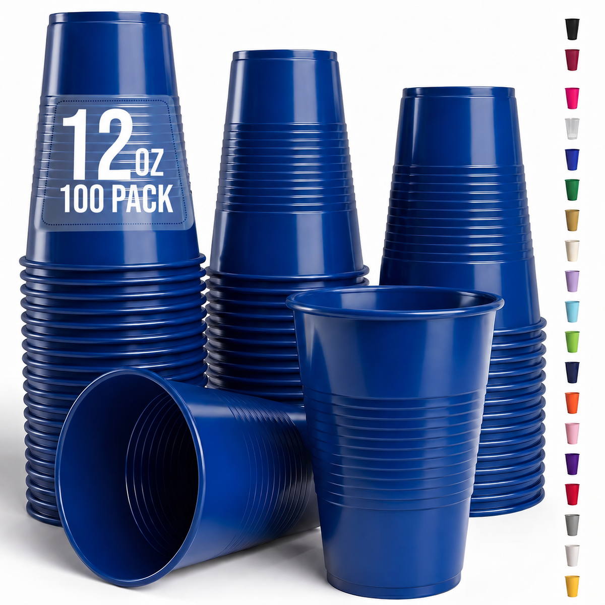 12 Oz. Dark Blue Plastic Cups | 100 Count