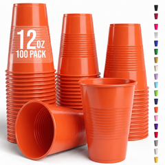 12 Oz. Orange Plastic Cups | 100 Count