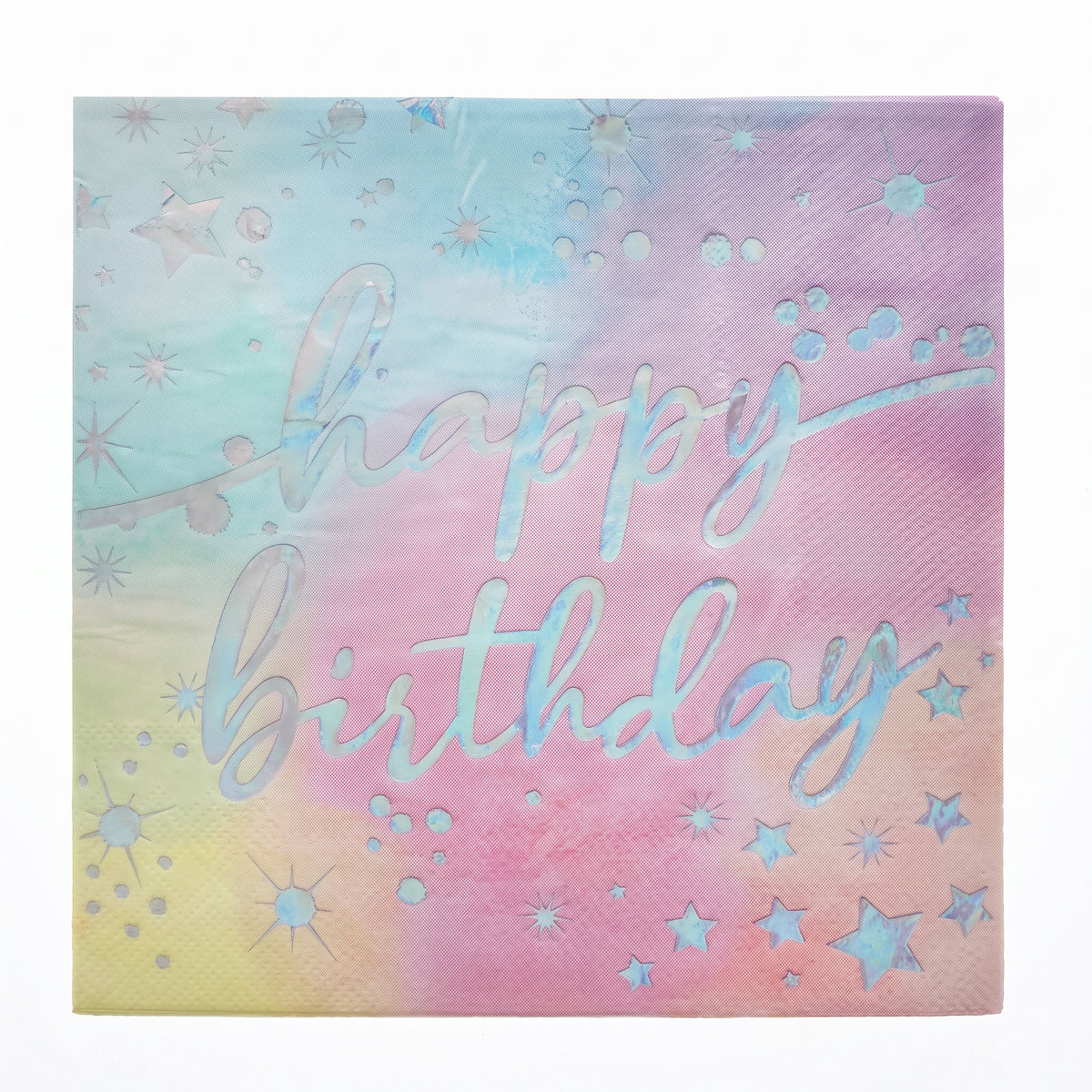 Iridescent Luminous Rainbow Birthday Lunch Napkins - 6.5 In. x 6.5 In. - 16 Pack