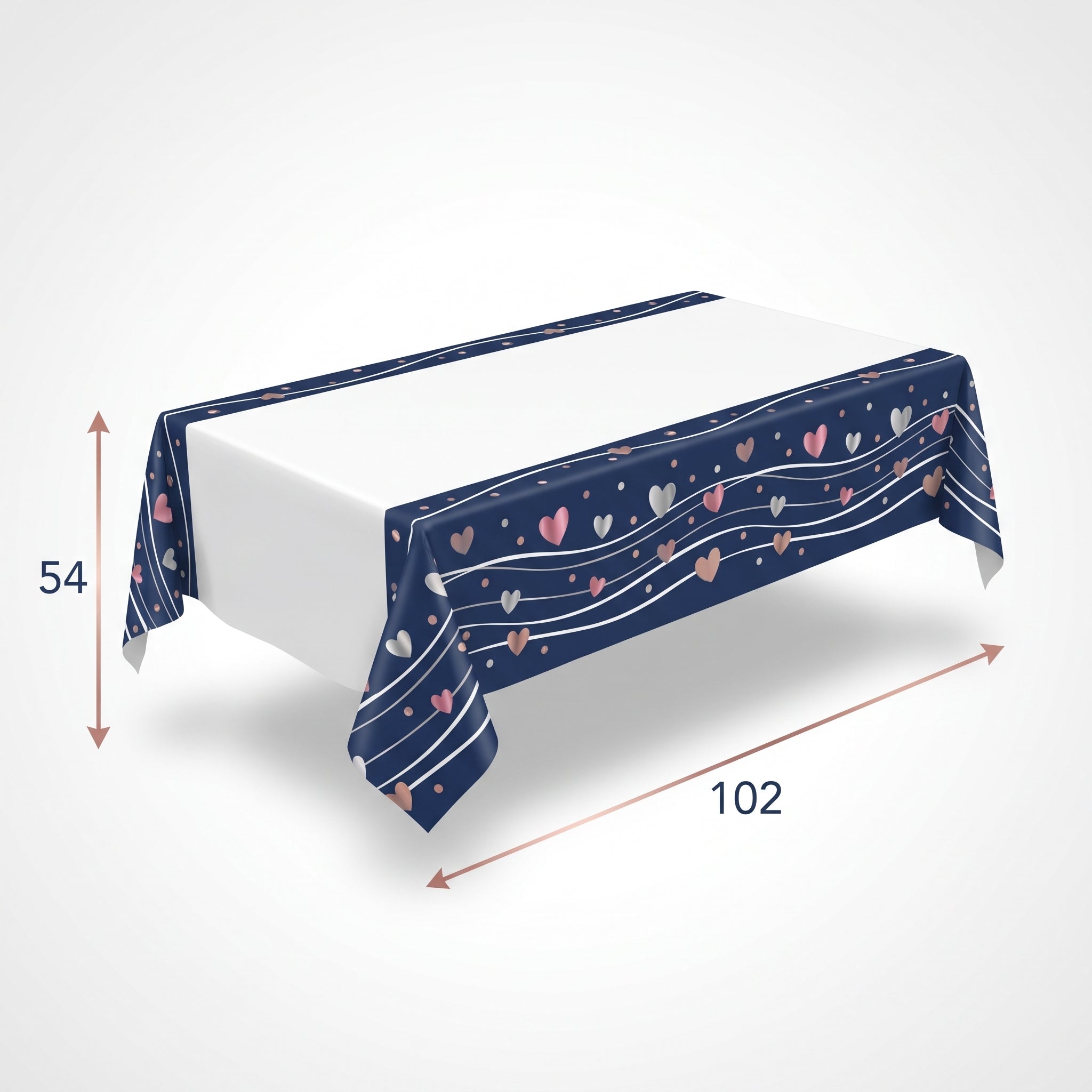 Navy Love Plastic Table Cover - Elegant Wedding Decoration, 54x102-Inch