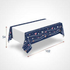 Navy Love Plastic Table Cover - Elegant Wedding Decoration, 54x102-Inch