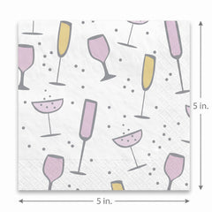 Elegant Cocktail Beverage Napkins - 5 In. X 5 In.
