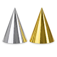 Gold & Silver Foil Party Cone Hats