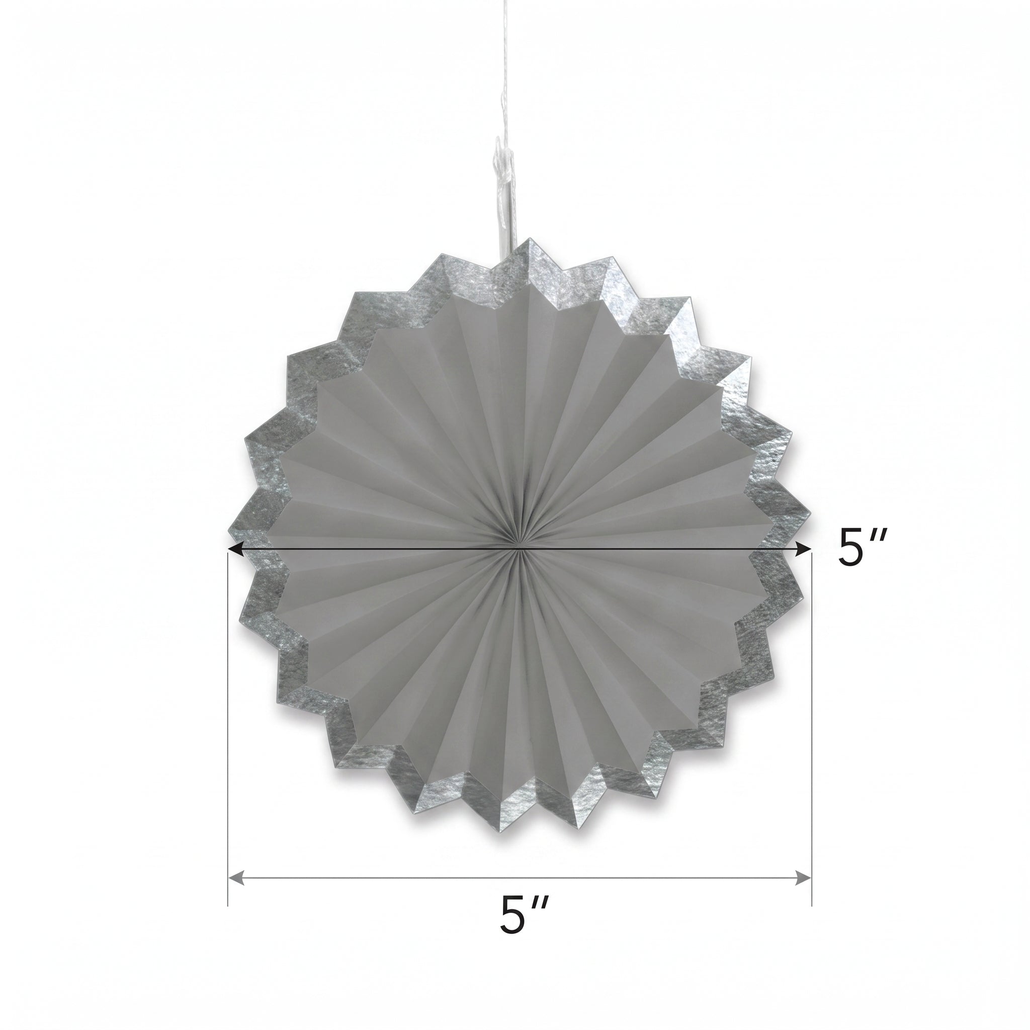 Elegant Silver Paper Parasol Fan Decoration - 5 Pack