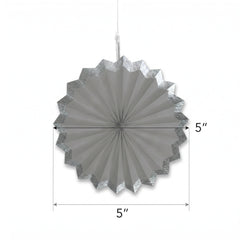 Elegant Silver Paper Parasol Fan Decoration - 5 Pack