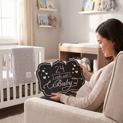 "Weeks Until Baby" Countdown Chalkboard Sign - Baby Shower Decoration