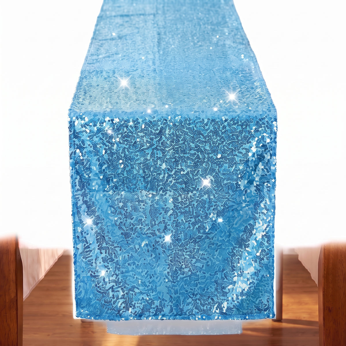Blue Sequin Table Runner for Baby Showers