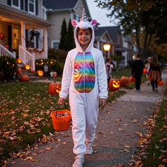 Rainbow Unicorn Fleece Jumpsuit Costume for Kids