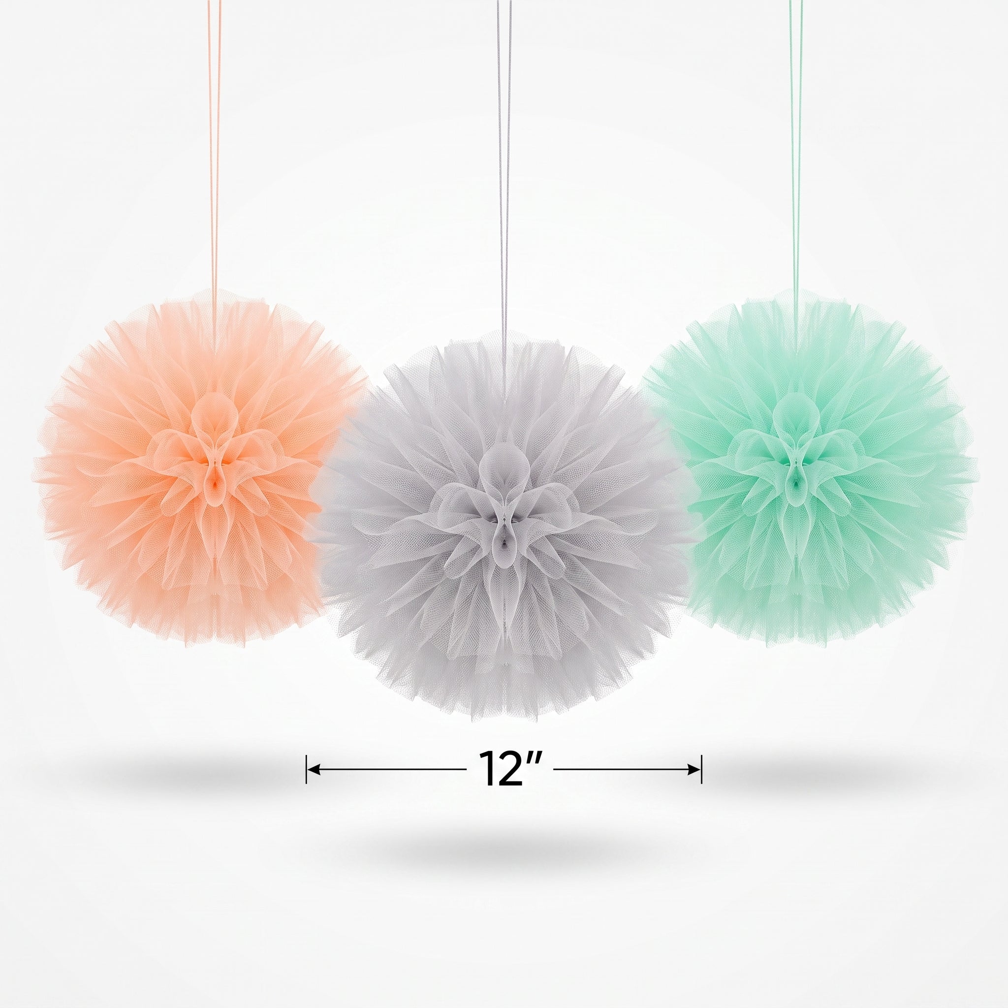 Soft Jungle Tulle Fluffy Decorations for Baby Shower - 3 Pack