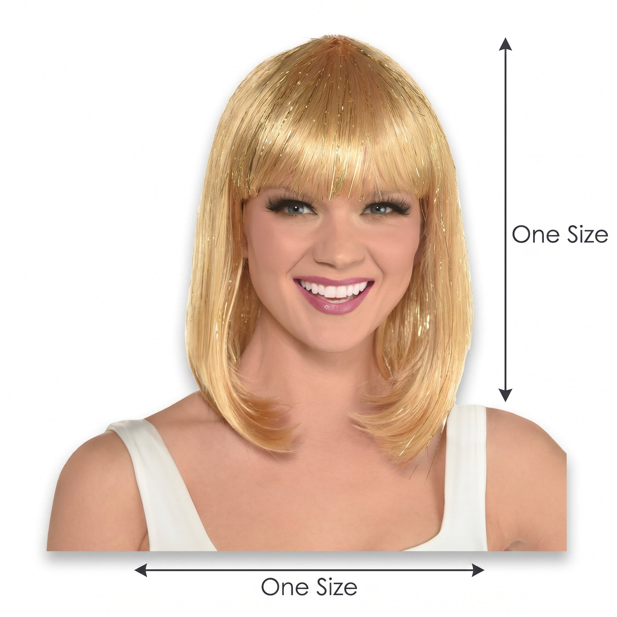Glamorous Gold Long Bob Wig - Costume Accessory