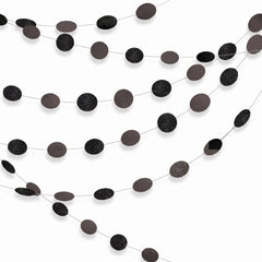 Black Glitter Polka Dot String Decorations - 7-Inch, 6-Pack