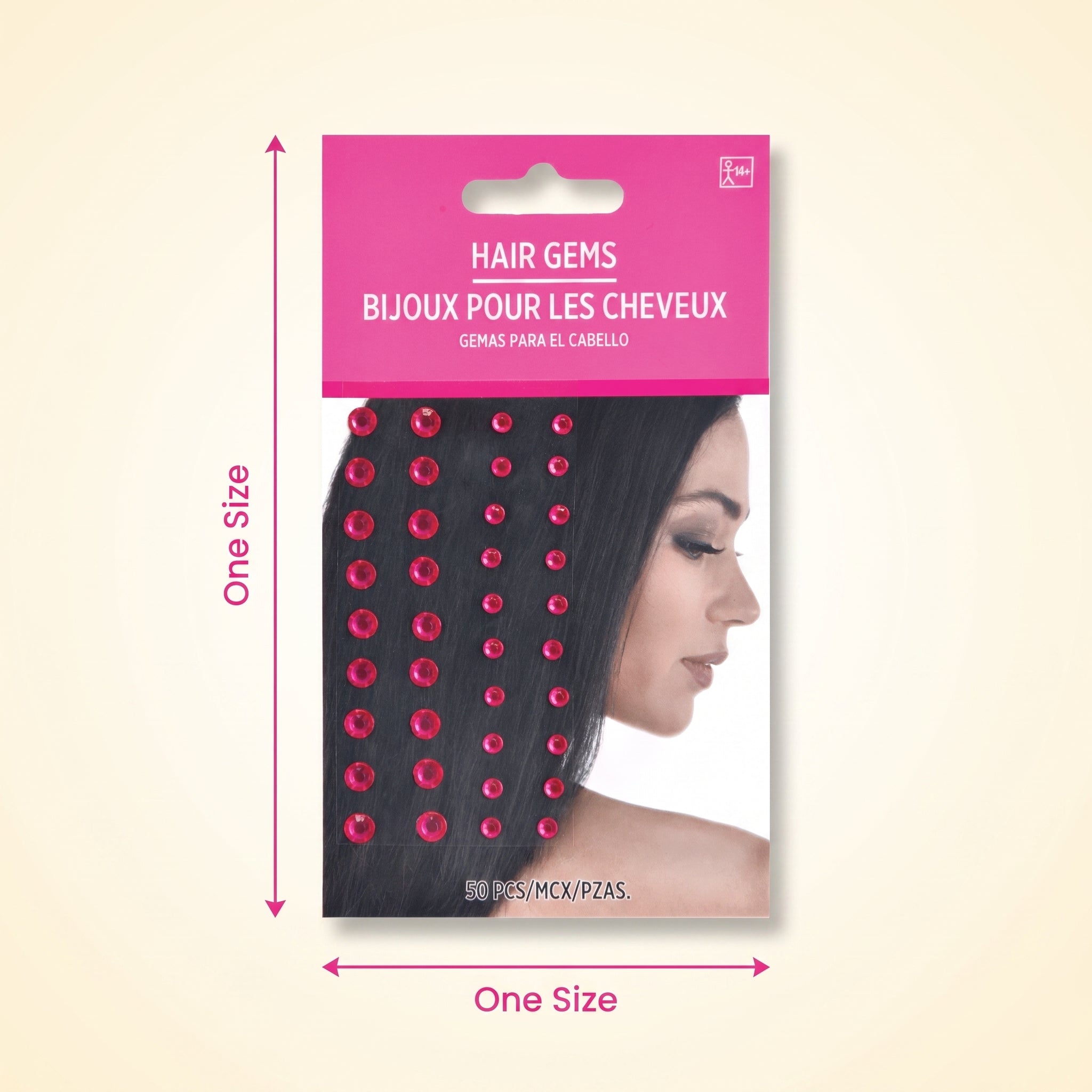 Pink Hair Gems Set - 50 Piece Set