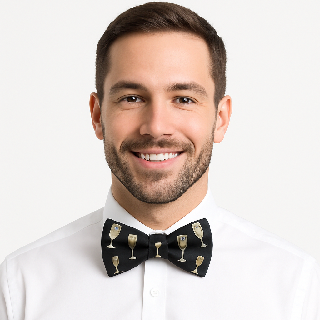 Gold & Silver Bow Tie Champagne Drink Markers, 8-Pack