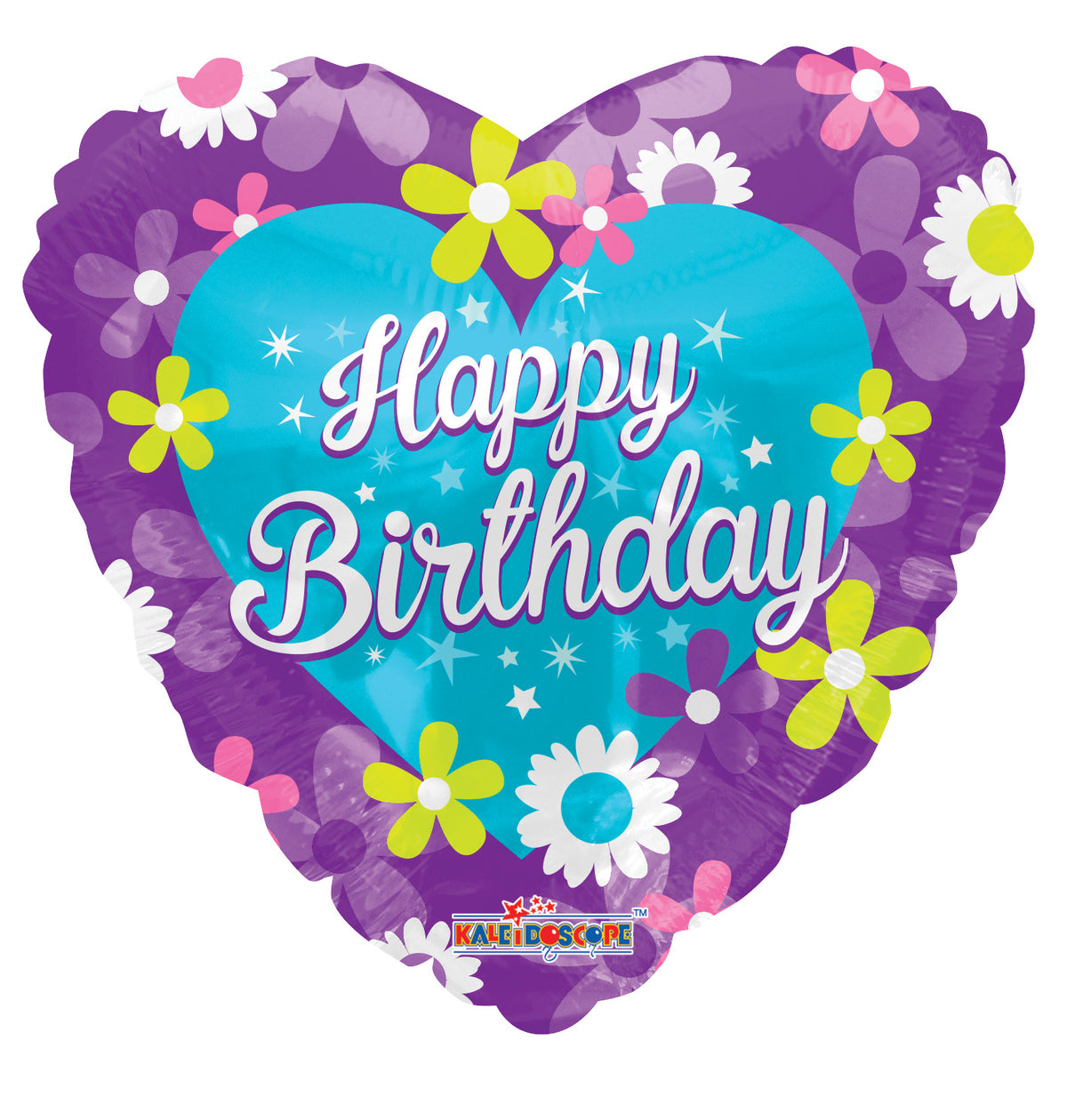 Bv Happy Birthday Purple Heart With Flowers Balloon