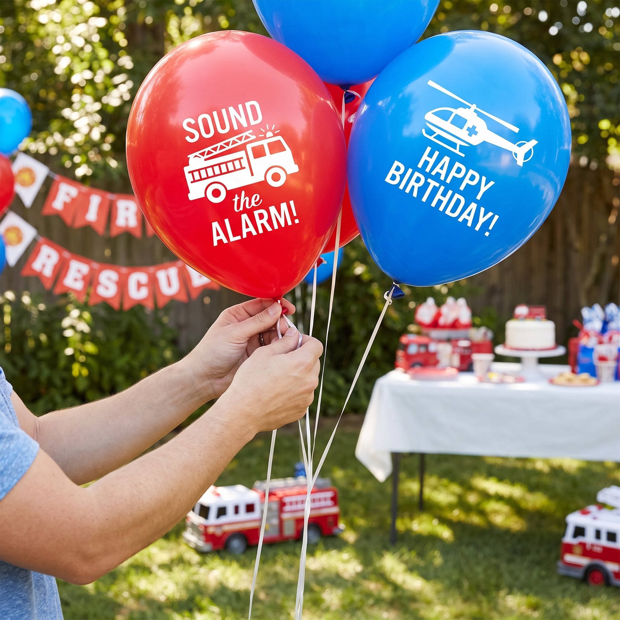 First Responders Latex Birthday Balloons - Red & Blue, 12-Inch, 6-Pack