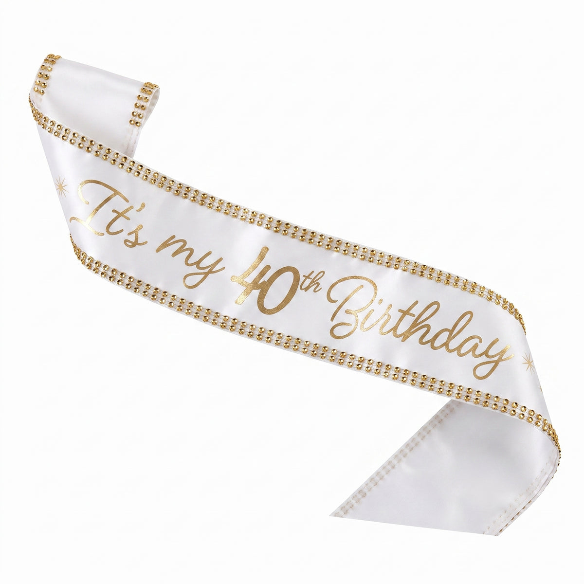 Golden Age 40th Birthday Sash - White and Gold