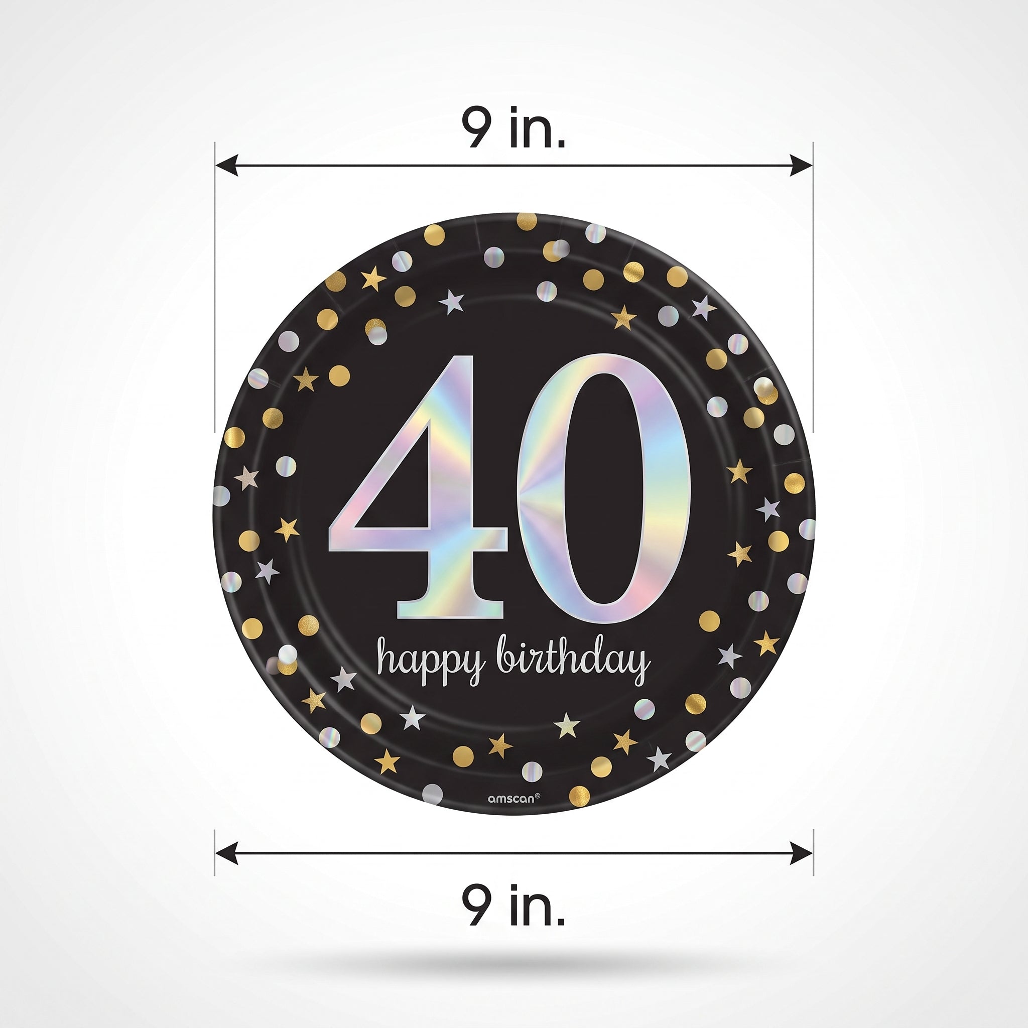 Sparkling Celebration 40th Birthday Prismatic Plates, 9-Inch, 8-Pack