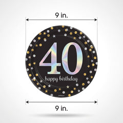 Sparkling Celebration 40th Birthday Prismatic Plates, 9-Inch, 8-Pack