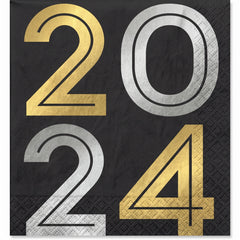 Elegant 2024 New Year's Luncheon Napkins - 6.5 In. X 6.5 In.