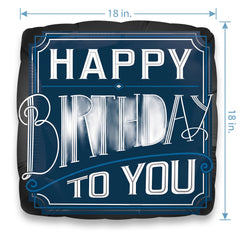 Stylish Happy Birthday Metallic Balloon - 18" Foil