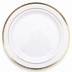 Elegant Premium White Buffet Plates with Gold Trim - 12", 10-Pack