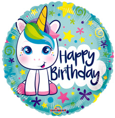 Happy Birthday Unicorn & Rainbow Balloon