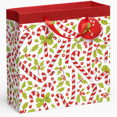 Glitter Candy Cane Christmas Gift Bag, 12-inch