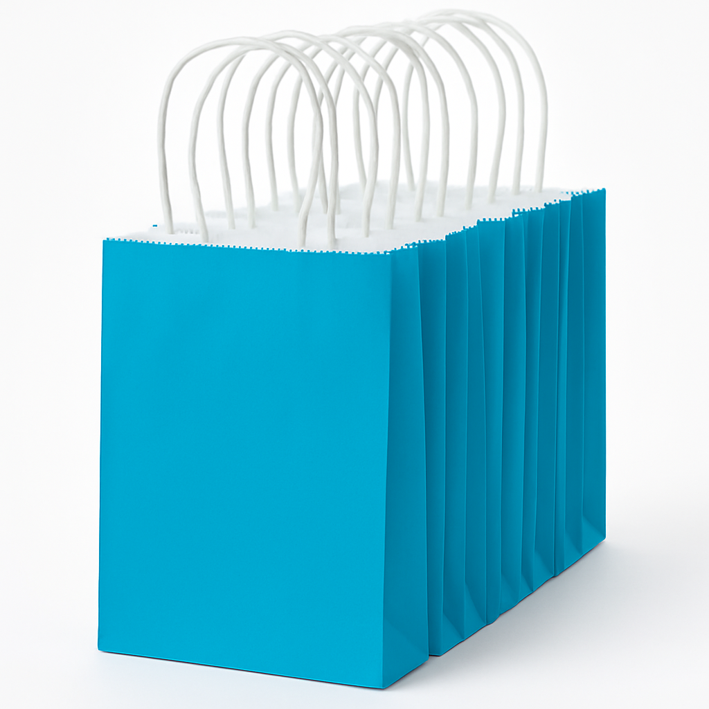 Caribbean Blue Kraft Paper Gift Bags - Value Pack