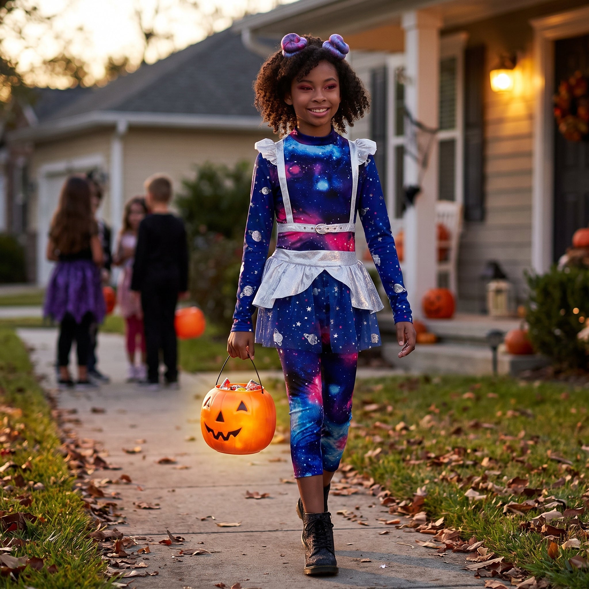 Galaxy Girl Costume for Kids - Cosmic Halloween Outfit - Child L (12-14)
