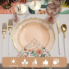 Rosé/Gold Petal Plates - Combo Pack 20/20