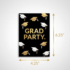 Gold & Black Graduation Party Invitations
