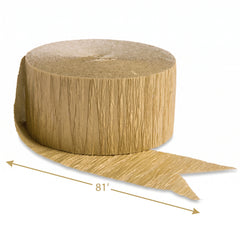 Gold Crepe Paper Streamer Roll - 81ft